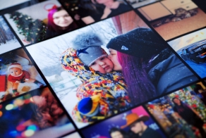 Collage of photos in a calendar