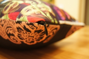 A hug pillow with pictures