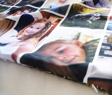 Photo collage application on a pillowcase