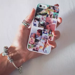 a collage of photos on an iPhone case