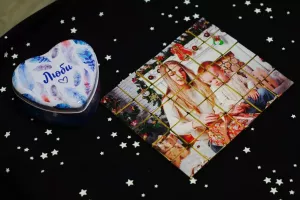 Photo puzzle made from chocolate