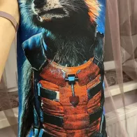 Pillowcase with Raccoon Rocket for an Ikea cushion
