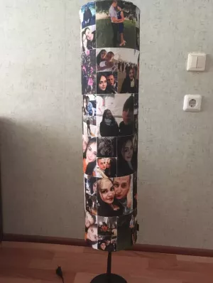 Luminaire with a collage of 54 photos