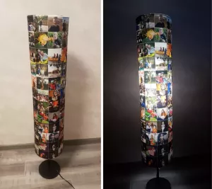 Fabric lampshade with photo for a Holme floor lamp