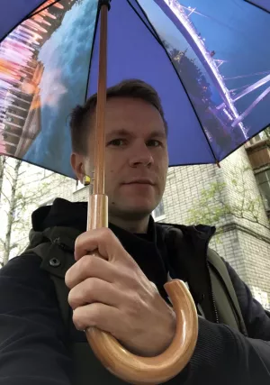 umbrella with photos of the city of Tyumen